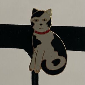 Black and White Cat Enamel Pin